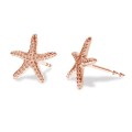 kolczyki sztyfty rozgwiazdy starfish- różowe złoto