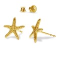 kolczyki rozgwiazdy starfish- srebro 925 złocone 24K sztyfty