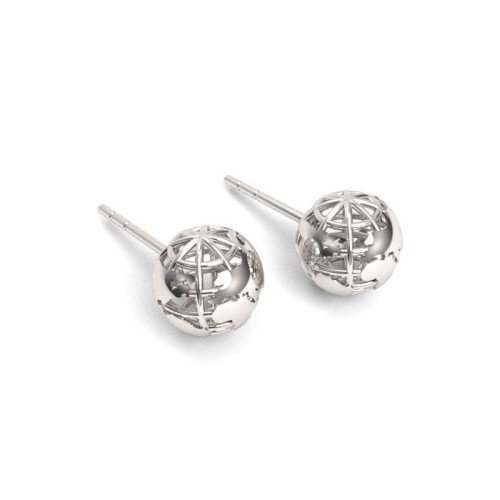 Kolczyki sztyfty globusy SMALL WORLD STUDS srebro 925 kuliste 8 mm