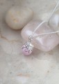 Srebrny naszyjnik ośmiornica z różową perłą Swarovski na jasnych kamieniach