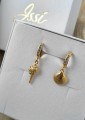 Kolczyki CRYSTAL SEA muszelki z kryształkami pozłacane 24K złotem w pudełku ISSI