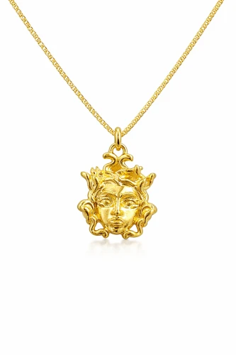 Złoty naszyjnik z medalionem Meduzy.png
