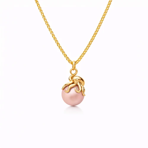Pozłacany naszyjnik ośmiornica z różową perłą Swarovski.png