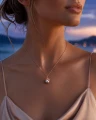 Naszyjnik ośmiornica ze srebrną perłą Swarovski w różowym złocie na modelce.png