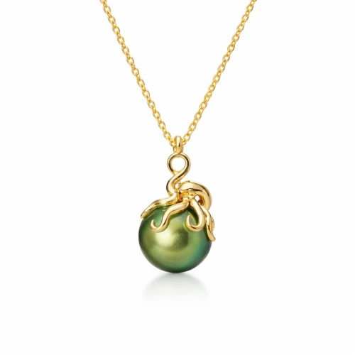 pozłacany naszyjnik z ośmiornicą i zieloną perłą Swarovski.png