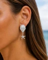 Srebrne kolczyki muszle z rozgwiazdami w uchu modelki – biżuteria morska i plażowa.png