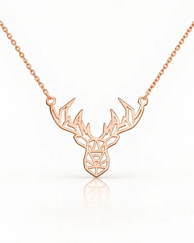 DEER – naszyjnik z geometrycznym jeleniem w różowym złocie 18K.png