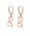 LITTLE FOXES kolczyki w różowym złocie 18K z geometrycznym liskiem na białym tle.png